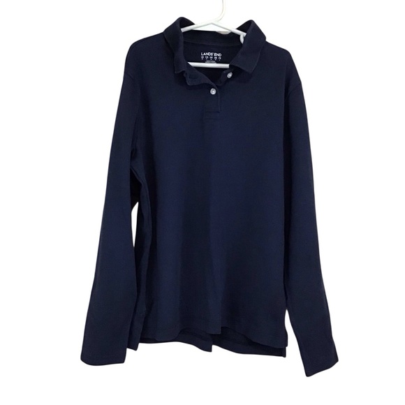 Lands' End Women’s Navy Long Sleeve Polo Shirt XS - Picture 1 of 8
